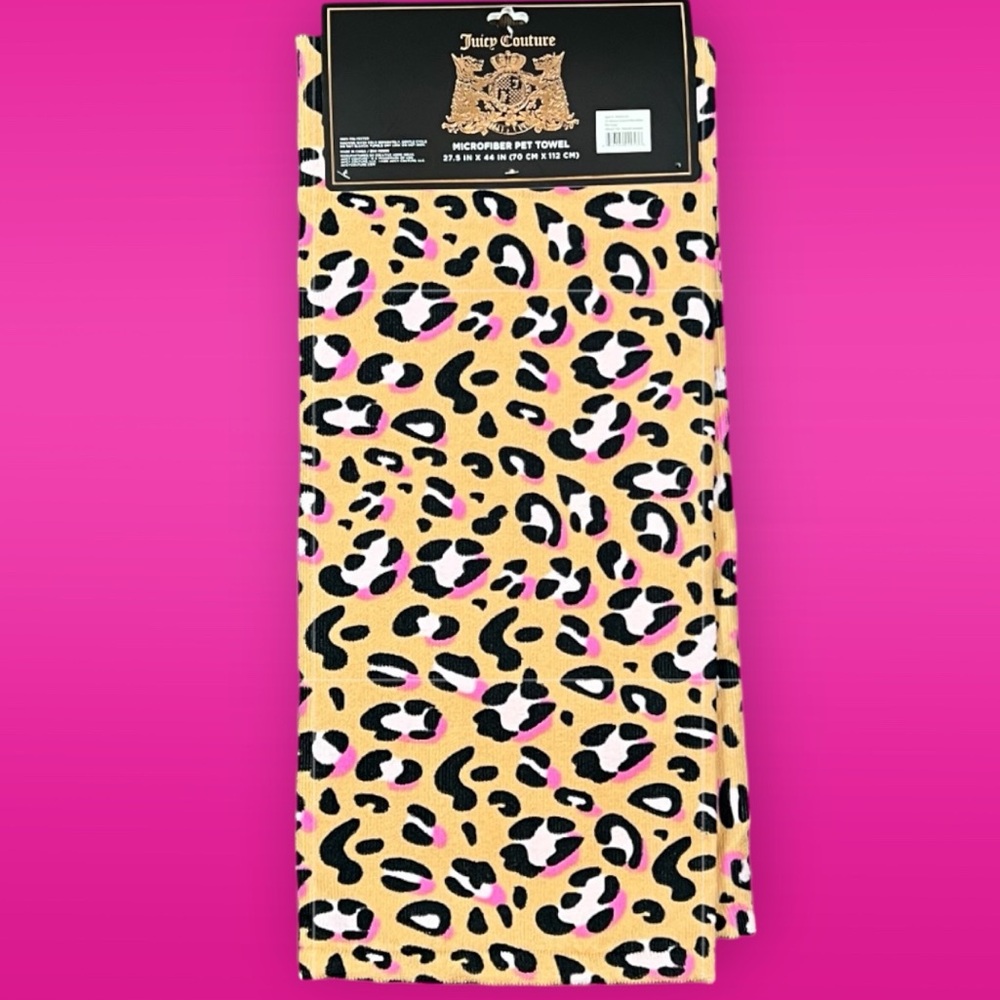 Juicy Couture - ‘Leopard’ Absorbent Microfiber Pet Towel. 27.5” x 44” NWT. Firm!